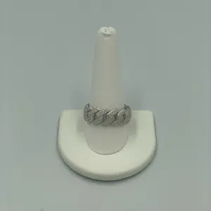 2TCW 9.5mm VVS Moissanite Solid Staggered Miami  Cuban Link Ring! 925 Sterling Silver Sz: 8-12