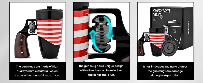 Pukomc Coffee Mug with Rotatable Wooden Handle, Ceramic Leak-Proof and Scalding-Proof Cup, 16 Ounces Beverage Drinkware Glass Reusable Reuse Black Funny Dad Tumbler