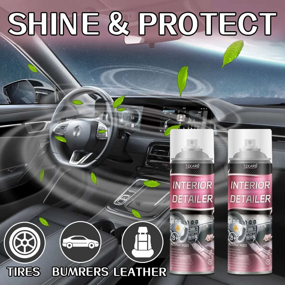 TEKARD Waterless Spray Wax:Interior Care Cleaner 150Z Stain RemoverDetailer for Car Interiors&Exteriors withHygienic Protection FathersDayGift