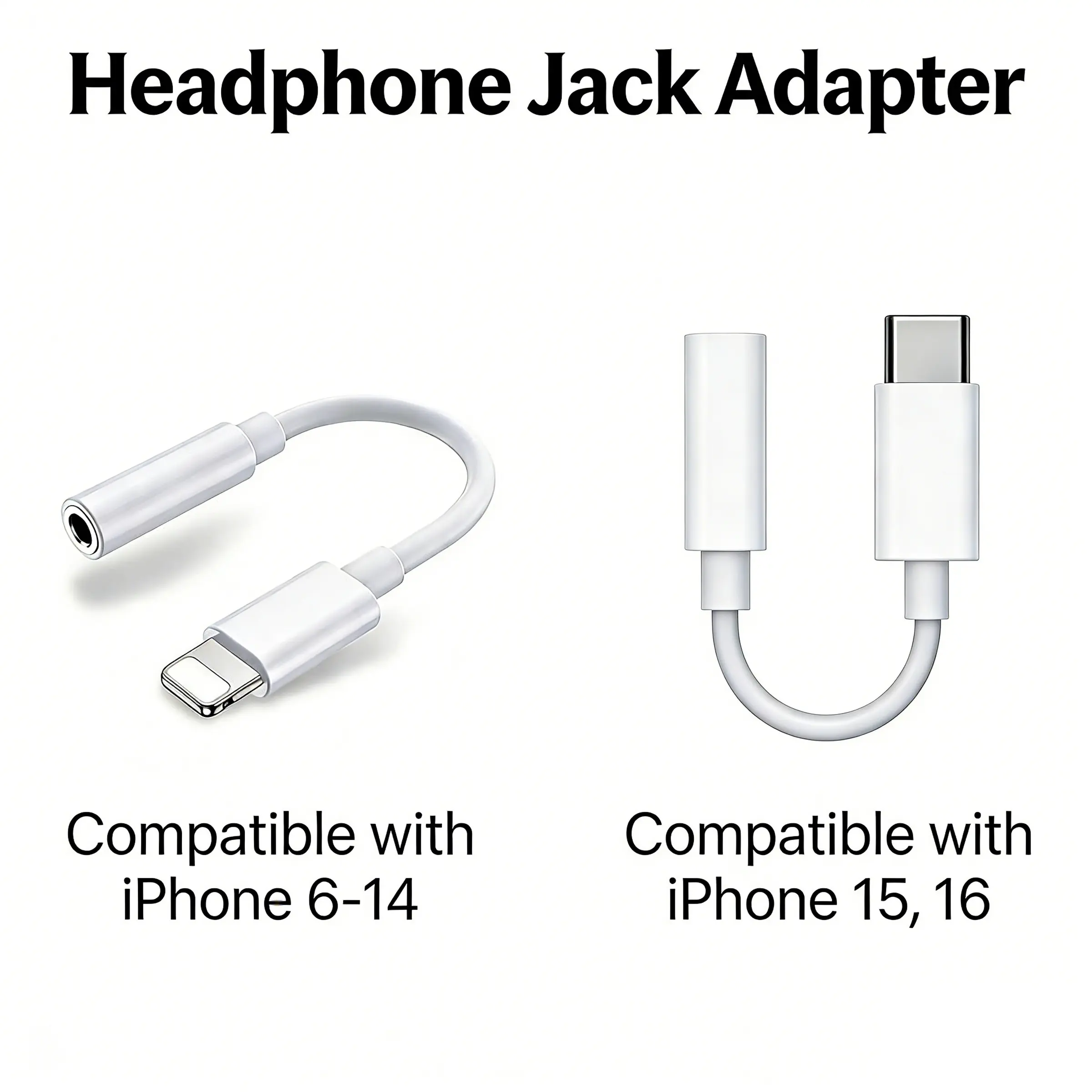 Lightning to 3.5mm Headphone Adapter, Type-C to 3.5mm Aux Audio Cable, Durable Connection, Compatible with iPhone 16-7, iPad, Ipod, Earphone Converter