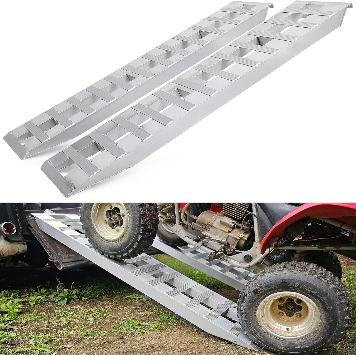 YITAMOTOR 2pcs 6000lbs 84" x 14" Aluminum Trailer Ramps, Loading Ramps Car ATV Truck Auto Hauler Knife & Hook Ends YITAMOTOR 2pcs 6000lbs 84" x 14" Aluminum Trailer Ramps, Loading Ramps Car ATV Truck Auto Hauler Knife & Hook Ends