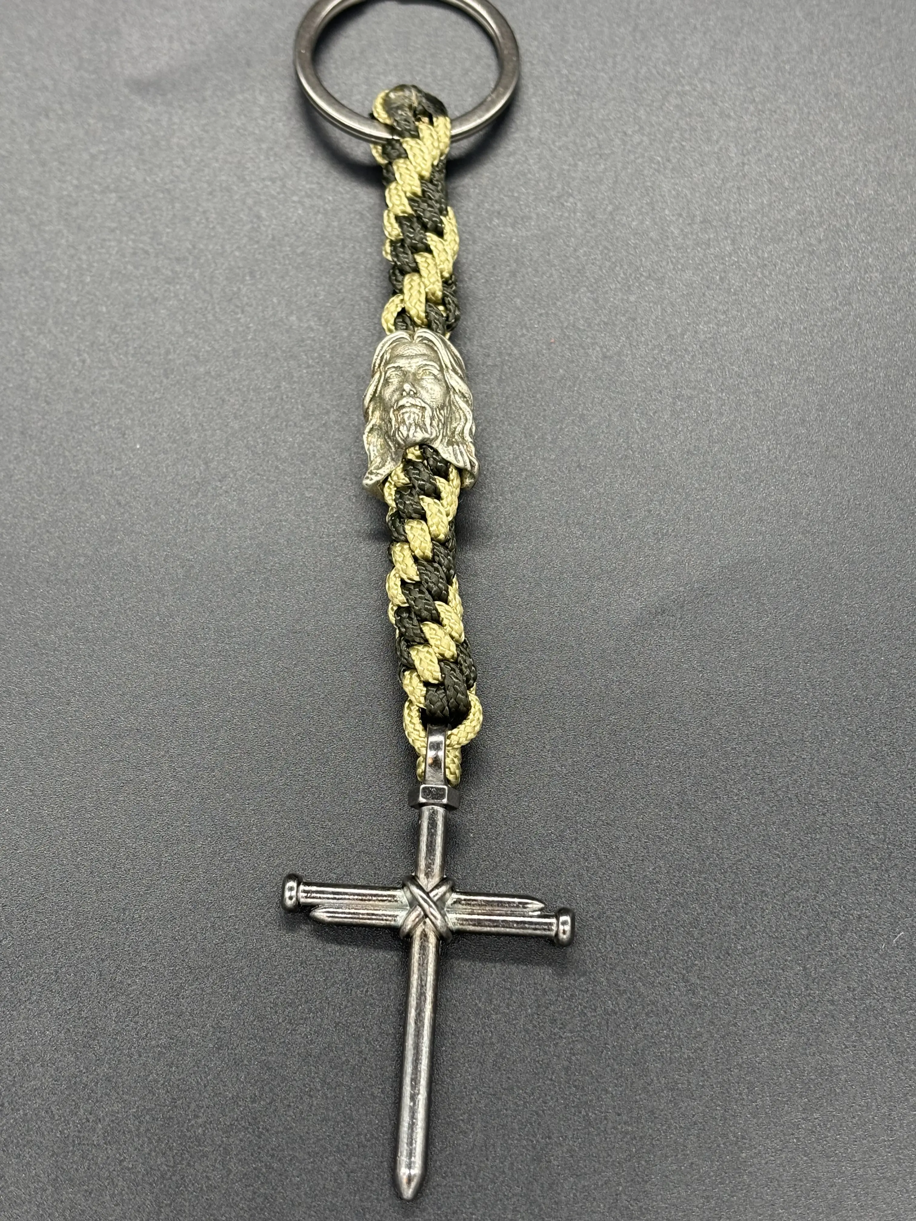 Circle Stitch Cross Keychain