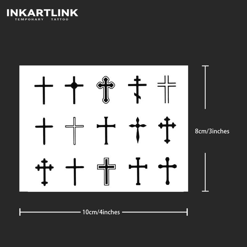 INKARTLINK magic art tattoo 2 pieces,Crucifix,waterproof, semi-permanent, long-lasting, temporary, simple fake stickers,for party,