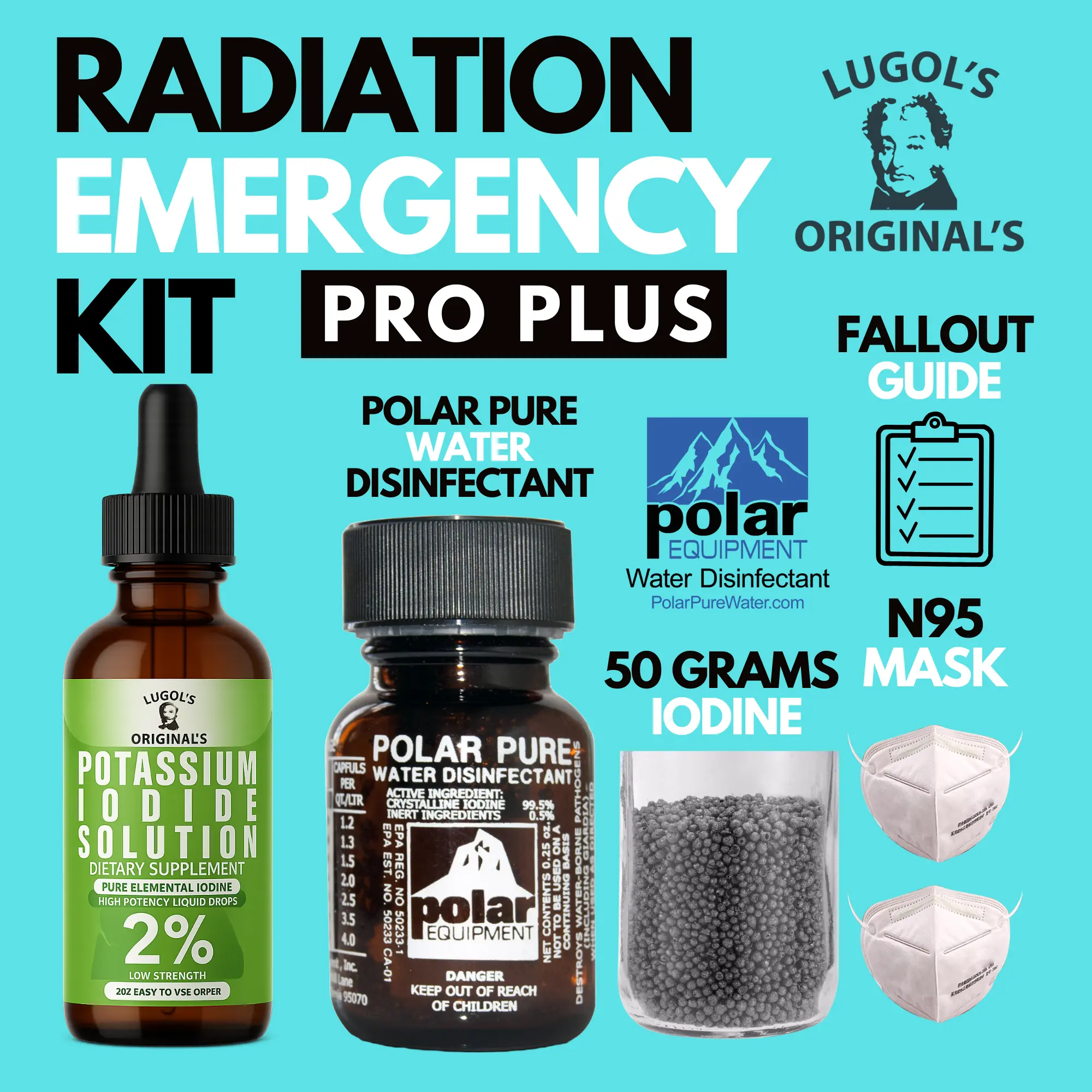 Emergency Preparedness Bundle | Iodine, Water Purification & Protection Kit | Lugols Originals