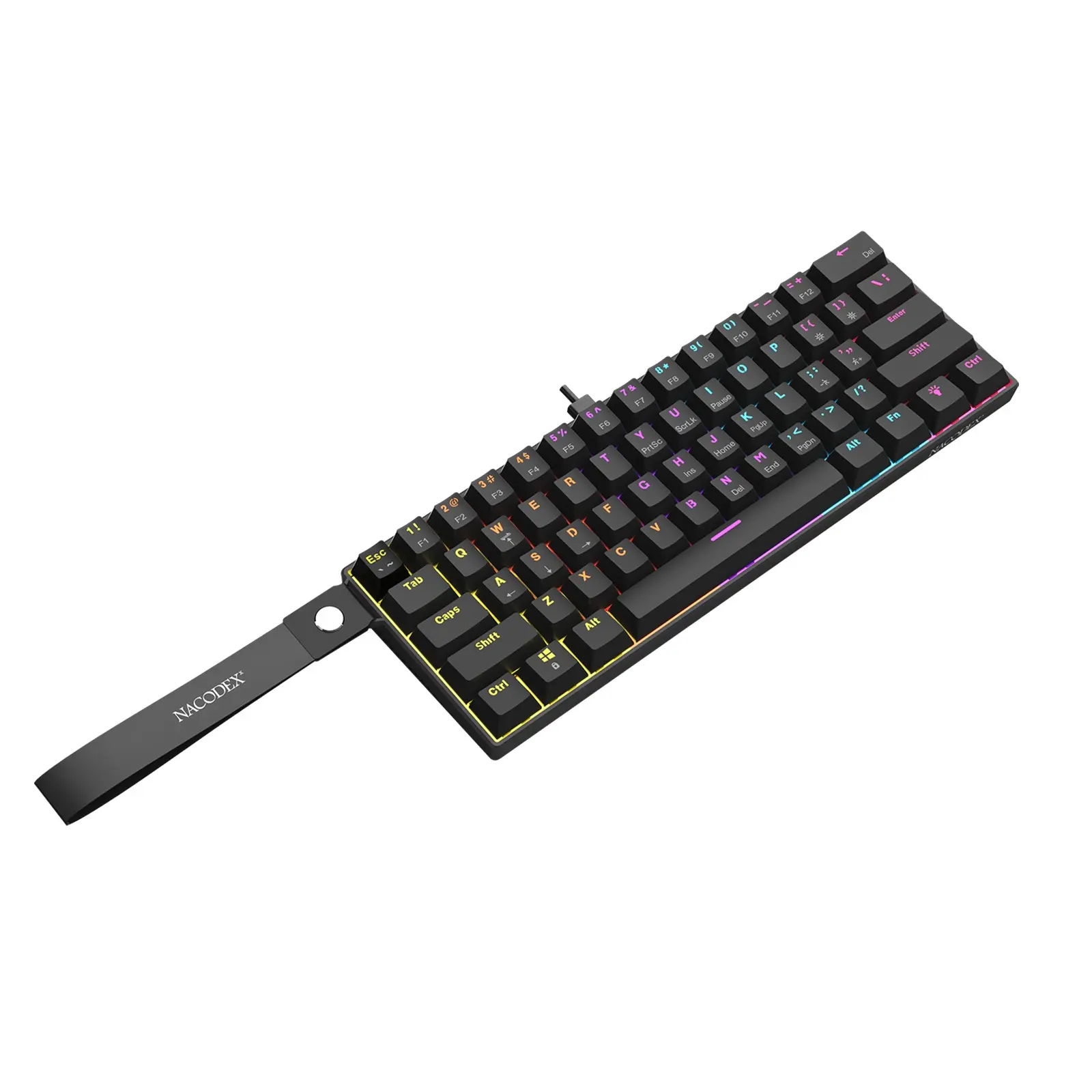 AJAZZ NK61 Wired Mechanical Game Keyboard, Red Switch Compact RGB Mixed-Light Dual-Use Keyboard, Wired Ultra-Slim Computer Keyboard with ABS Low-Profile Chiclet Keycaps, Suitable for E-Sports Gaming and Office
