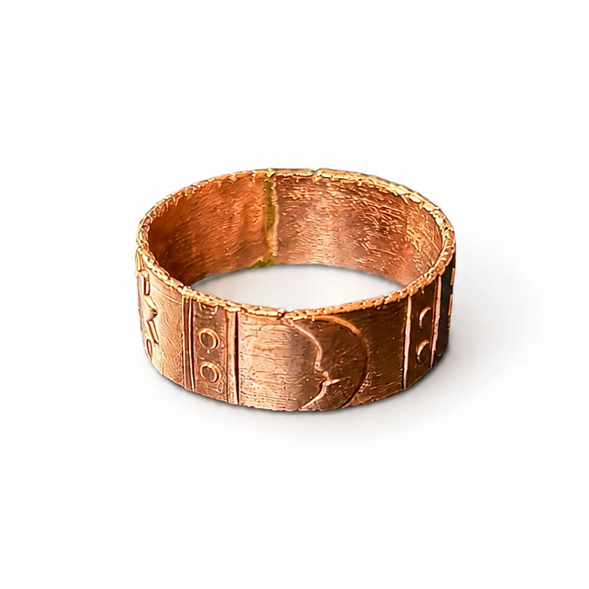 Unisex Size Pure Copper Decorative Band Ring, Copper Metal Costume Jewelry for Casual Wear