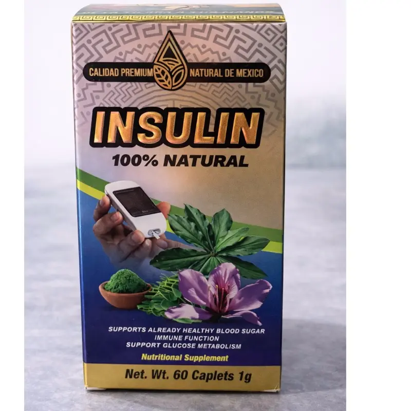 Natural de mexico 100% Natural Insulin Dietary Supplement, 60 Caplets (1g Each) - B Vitamin B1 Supplements with Botanical Extracts, Supports Blood Sugar Regulation & Glucose Metabolism, Premium Quality