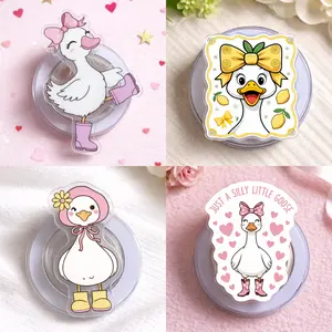 Cute Silly Goose MagSafe Phone Grip, Kawaii Duck Magnetic Pop Socket Kickstand for iPhone, Funny Aesthetic Gift for Her