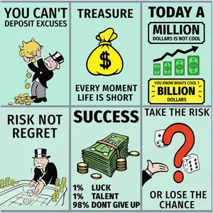 Monopoly Inspirational Poster Wall Art, Classic Cartoon Graffiti Canvas Poster, Time is Money Poster, Home Living Room Office Wall Decoration Painting Set