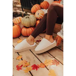 The Serenity Sherpa Platform Slipper in Ivory