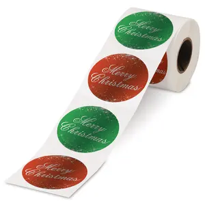 Lillian Vernon Merry Christmas Foil Rolled Stickers-  252 Included, 1-3/4" Diameter, Printed in The USA, Great for Cards, Gifts, Party Favors and More