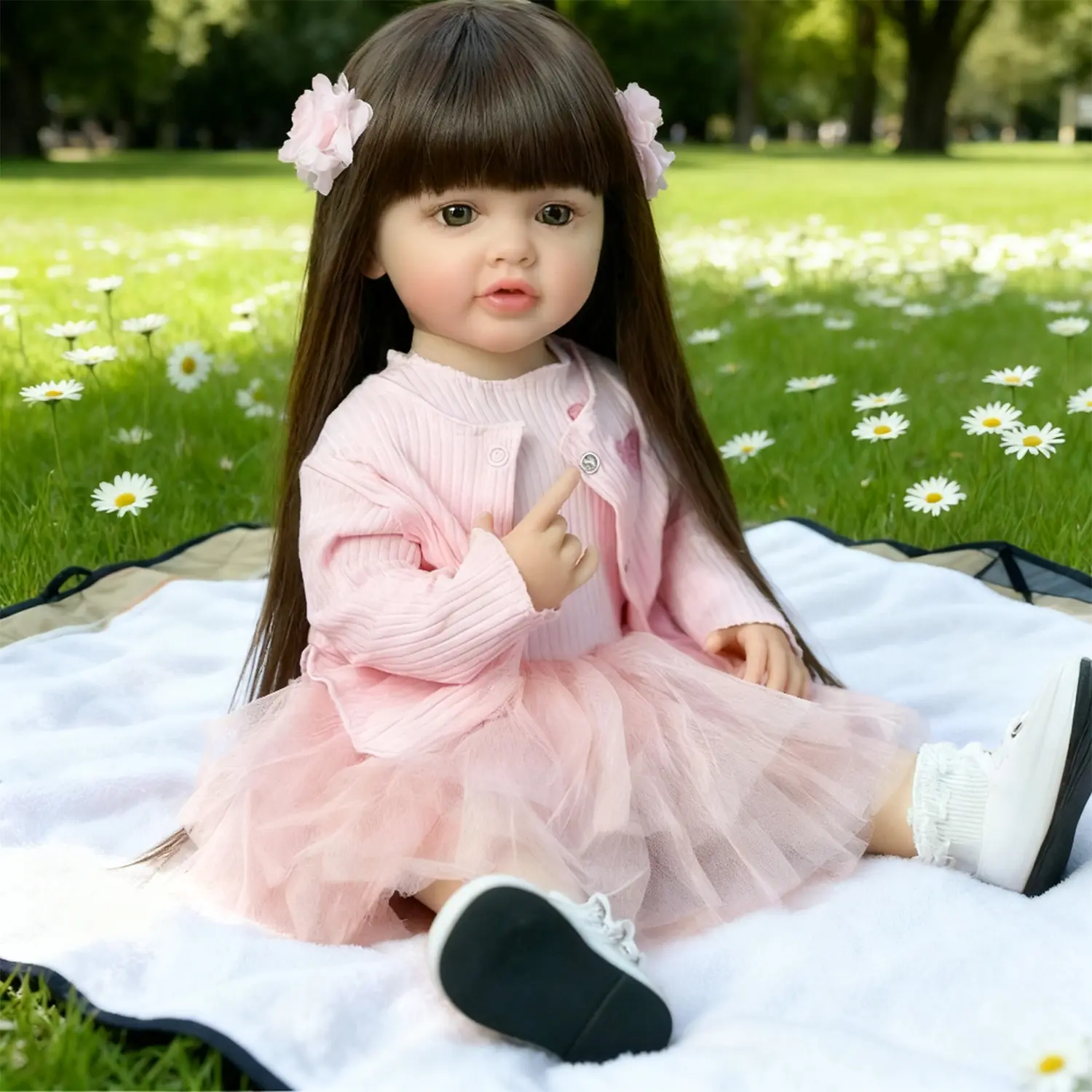 Reborn Toddler Baby 22 Inch 55cm Dolls Full Vinyl Body Betty Lifelike Reborn Baby Doll with Long Hair Anatomically Correct Realistic Newborn Toddler Girl Dolls