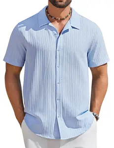 COOFANDY Men's Short Sleeve Casual Button Down Shirts Textured Summer Beach Shirt