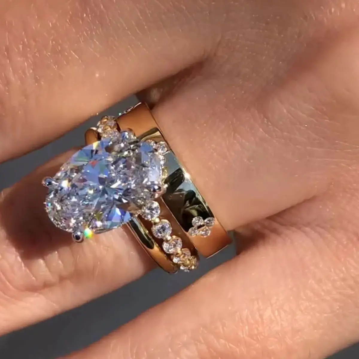European and American Classic Ring Combined Ring Ring Set 925 Silver Light Luxury Ins High Sense Ring Suit Order Ring