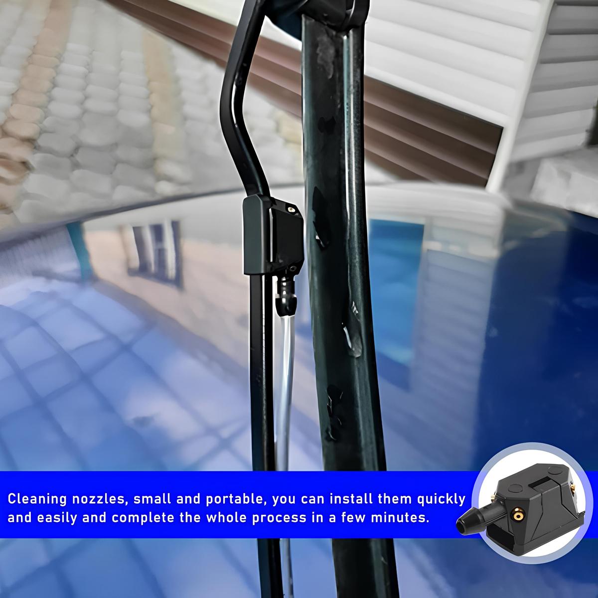 2 Pcs Front Windshield Washer Nozzles Arm Mounted 4 Hole Spray Jets Straight Pillar Sprayer for Car Truck SUV