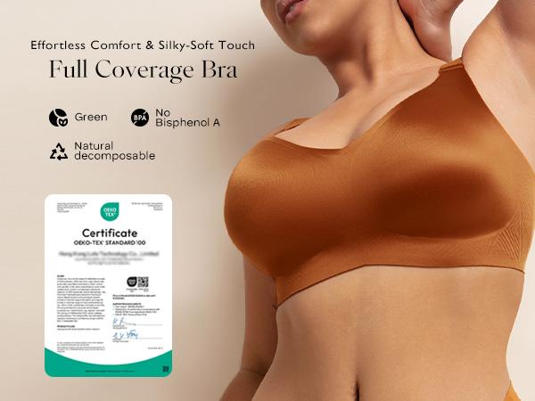 Comfelie Women Plus Size Luxury Satin Curve Pop Soft Seamless Bra No Underwire Bra Comfort Seamless Bra With Free Laundry Bag EB072