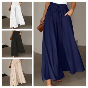 New Style Women's Wide-Leg Trousers With Elastic Waistband, Wide-Leg High-Waisted Long Dress Pants For Women        ，？  ，？
