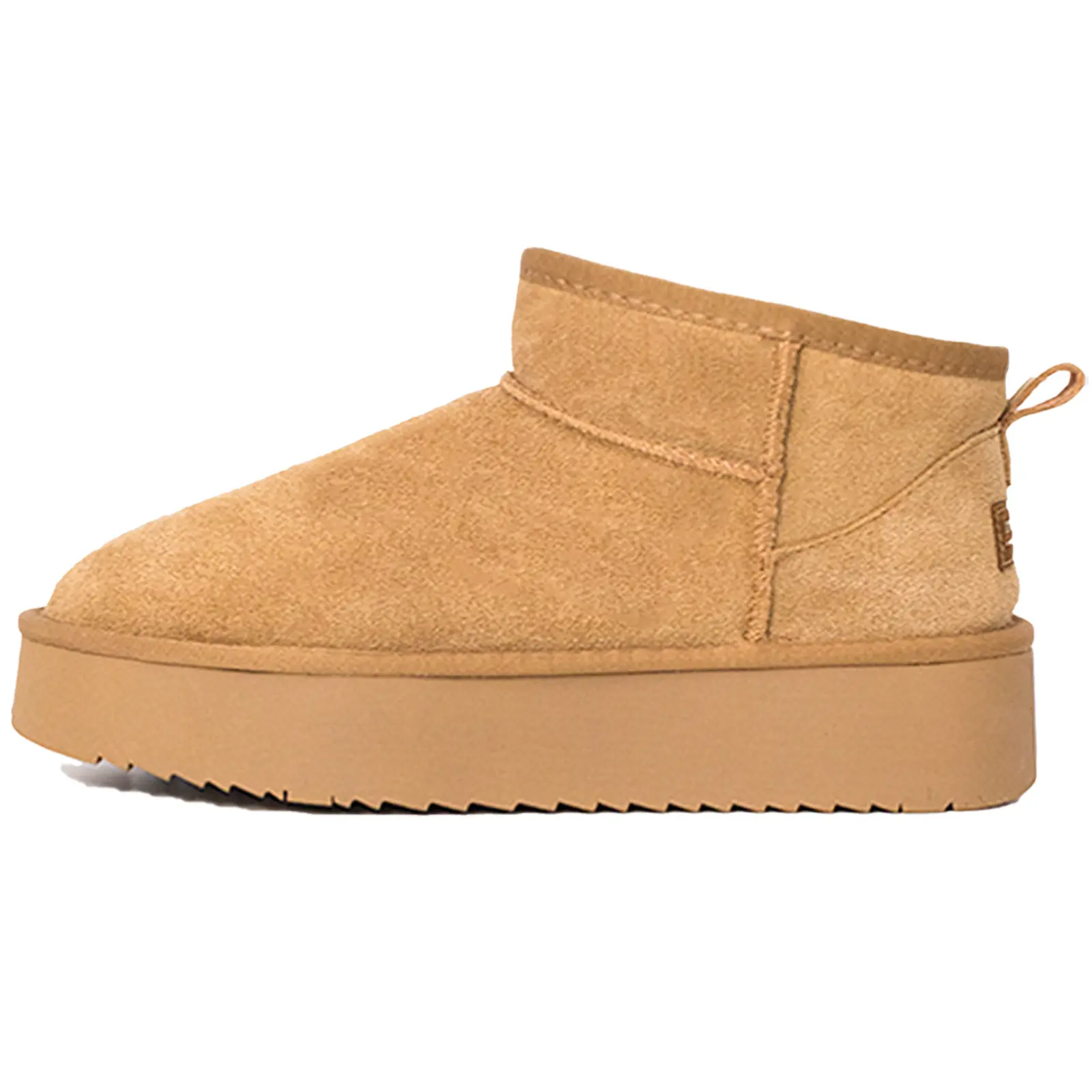 EVELLYHOOTD Women's Genuine Suede Slip-On Platform Ankle Booties - Round Toe, Soft Plush Faux Fur Lined, No-Fuss Winter Warm Casual Basic Shoes