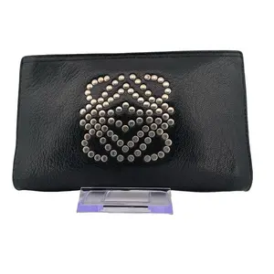 Pre-owned Loewe Grained Leather Clutches & Wristlets Leather Pouch with Studded Anagram Logo Clutch Bag