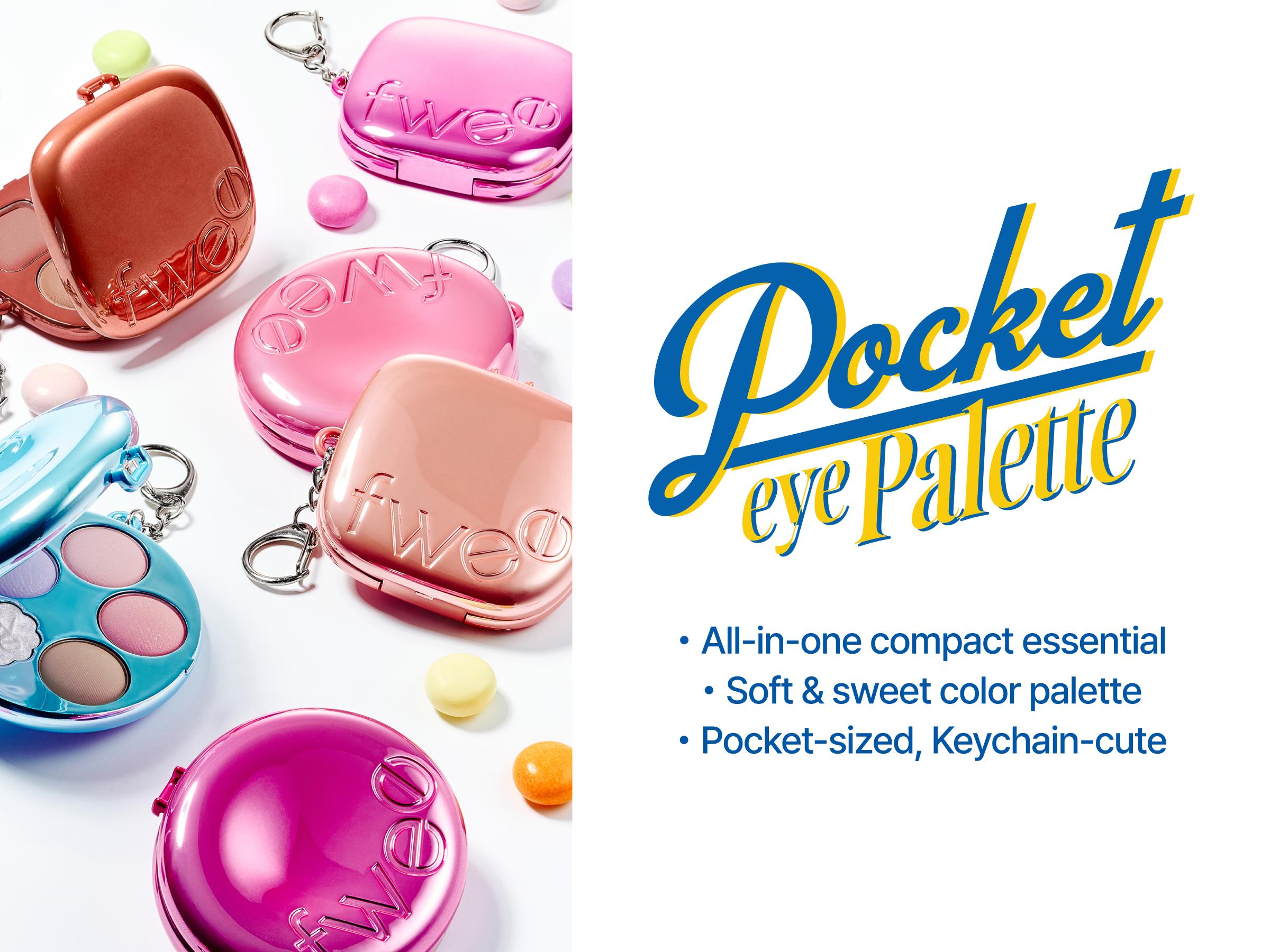fwee Pocket Eye Palette | 5-color Eyeshadow Palette with Matte & Glitter Finishes | Cute Keychain Style, Beginner-friendly, Natural Soft Pigment | 0.23 oz