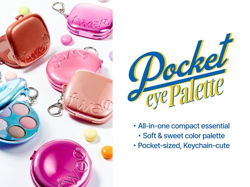 fwee Pocket Eye Palette | 5-color Eyeshadow Palette with Matte & Glitter Finishes | Cute Keychain Style, Beginner-friendly, Natural Soft Pigment | 0.23 oz