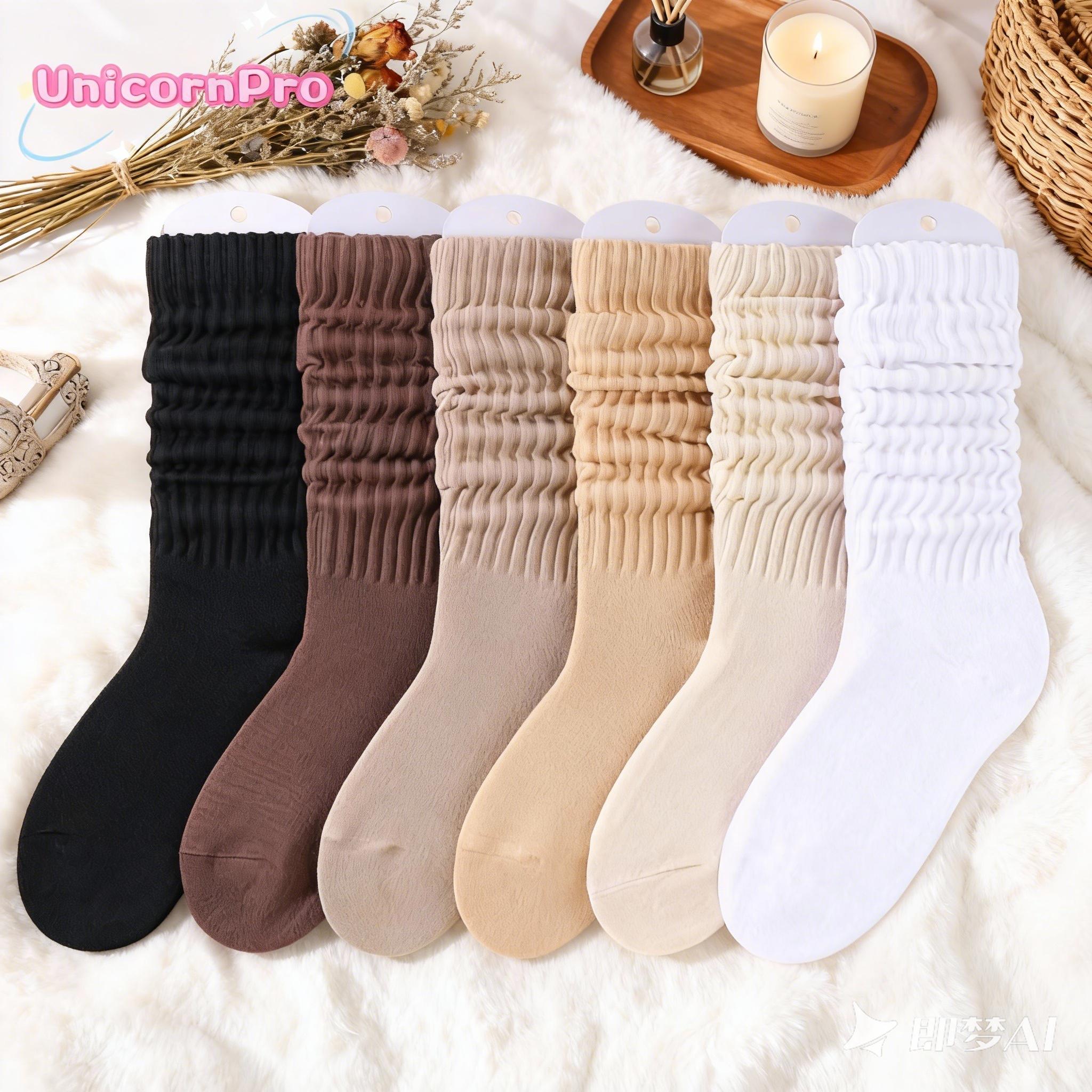 UnicornPro 5 Pairs Women's Slouchy Crew Socks, Multi-pack Soft Comfy Breathable Mid-calf Socks for Daily Wear, Socks for Women, Lady's Fall & Winter  Hosiery