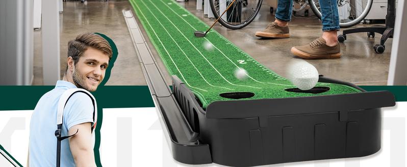 ROPODA 9ft Portable Putting Green with Auto Ball Return Function, Includes Portable Putting Mat, Ideal for Home and Office Use