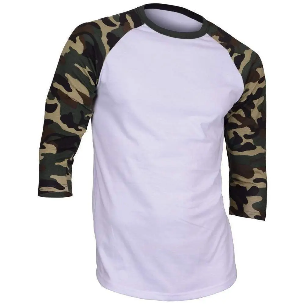 Dream USA Men's Cotton Casual 3/4 Sleeve Baseball Tshirt Raglan Menswear Classic Long Sleeves Top T-Shirt Soft Jersey Tee Sports for Men