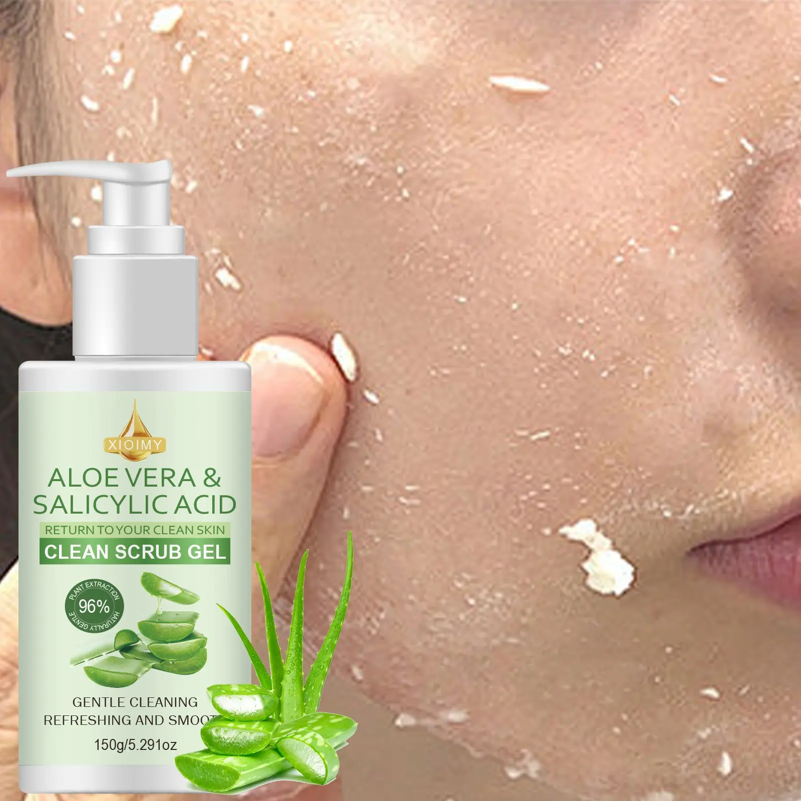 Aloe Vera & Salicylic Acid Exfoliating Scrub Gel, Exfoliating Solution Gel, Gentle Exfoliator, Hydrating Exfoliant, Deep Cleansing, Gentle Non-Irritating, Strong Moisturizing, Brightening Skin Care, Moisturizer, Exfoliates Smooths Brightens
