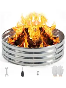 36-Inch Circular Fire Ring Pit – Heavy-Duty Galvanized Steel, Foldable Outdoor Wood-Burning Fire Pit for Backyard & Patio Gatherings