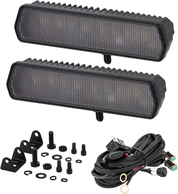 YCHOW-TECH 6 Inch LED Light Bar, 2PCS 120W Off Road Driving Fog Lights with Wiring Harness Kit Flood Diffusion Beam Backup Light LED Pods Bumper Work Lights for Truck Bike UTV ATV Boat