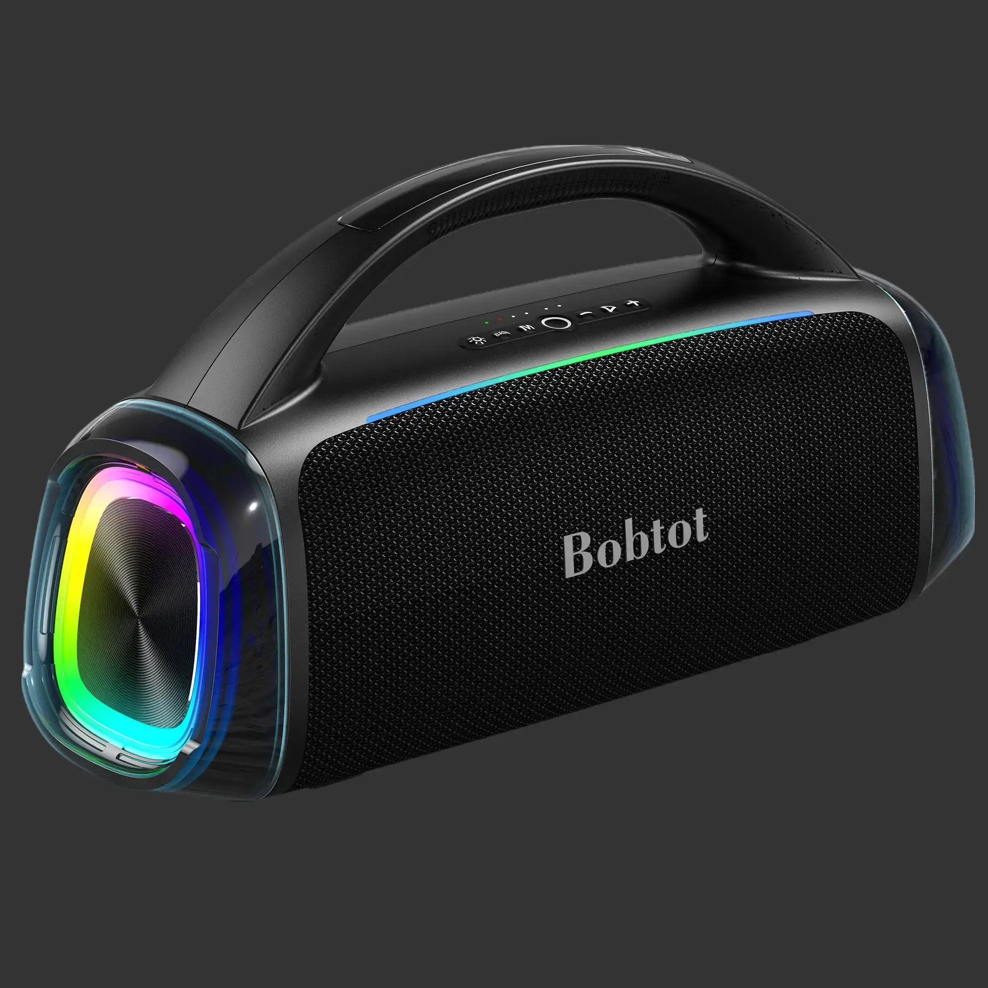 Rechargeable Wireless Battery-Powered Outdoor Bluetooth Boombox Speaker - RGB LED Light, Bass Boost, High-Quality Audio, Stereo