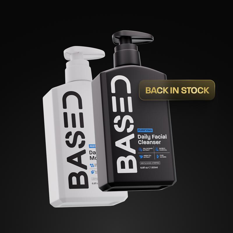 BASED Daily Skincare Duo | Purifying Face Wash + Restoring Moisturizer | Built For All Skin Types | 100% Non-Toxic, Healthy Ingredients | Hormone Safe - ZERO Endocrine Disruptors