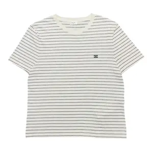 Celine Triomphe Striped Short Sleeve Tee Shirt White