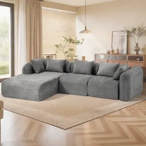 Redlife 104" L-Shaped Chenille Sectional Sofa, Vacuum Compressed Cloud Couch, No Assembly Required, Oversized Deep Seat Modular Sofa, Pet-Friendly & Apartment Ready boneless sectional couch