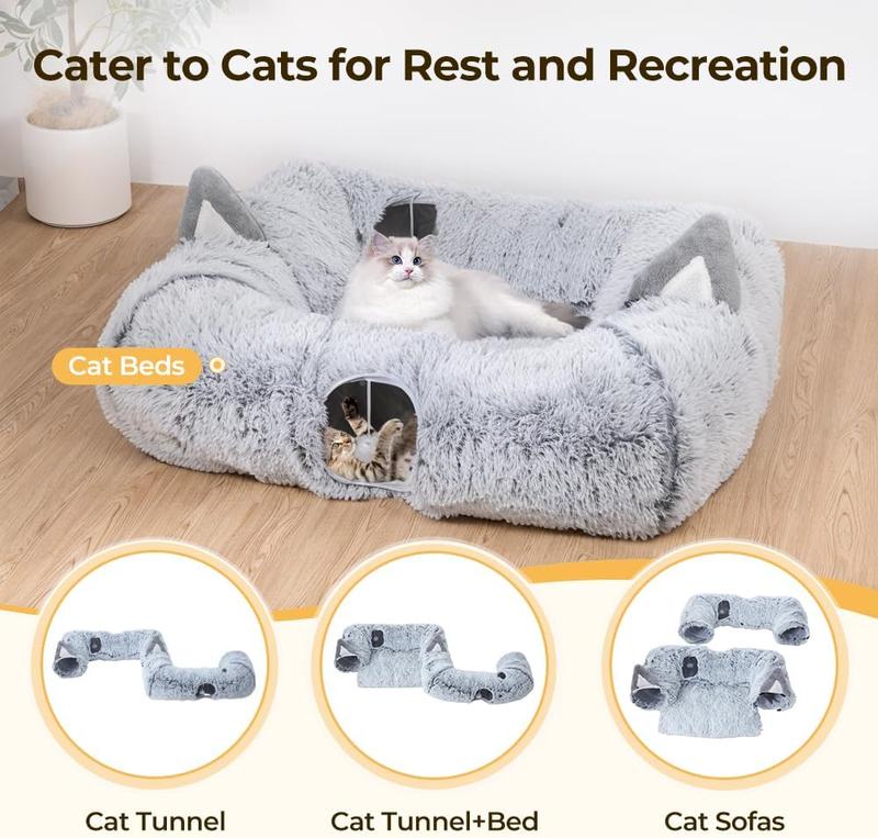 Large Cat Tunnel Bed, Cat Play Tunnel for Small Medium Large Cats Large Cat Tunnel Bed, Cat Play Tunnel for Small Medium Large Cats