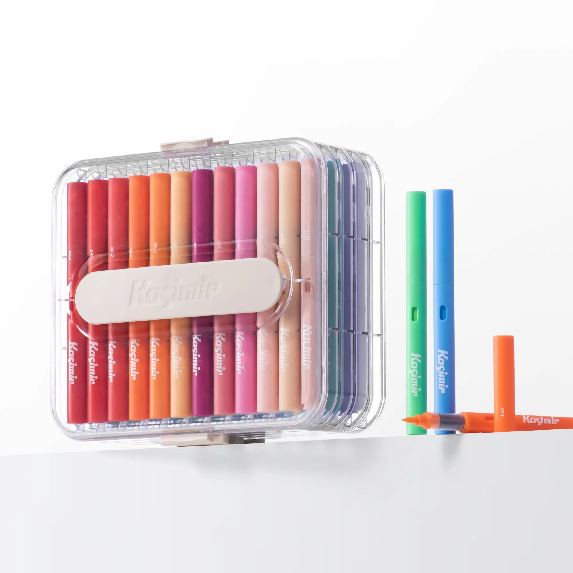 Kasimir RichFlow Acrylic Marker Set - Professional Art Marker Pens, High Pigment, Vibrant Hue, Direct Ink, Quick-Dry, Multi-Surface Compatible, High Ink Utilization, Water-Based Washable for Kids' Ceramic Painting, Office & School Supplies