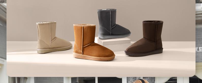 DREAM PAIRS [FuzzyClassic]  Mid Boot Women's Shorty-New Mid Calf Winter Snow Boots Slip On Fur Lining Memory Foam Comfort Short Ankle Boots