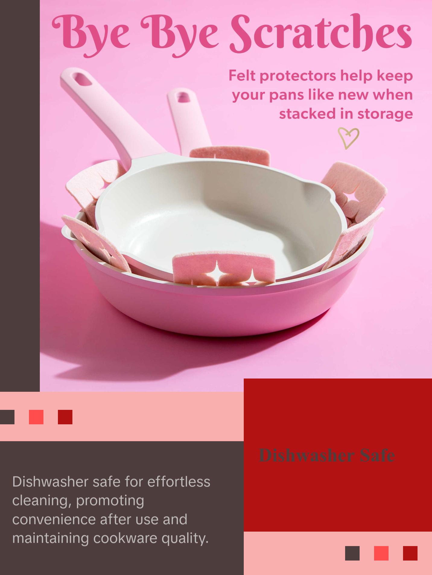 Paris Hilton Clean Ceramic™ Nonstick Cookware Set 10-Piece Cast Aluminum with Heart Knobs Soft Pink Finish Dishwasher Safe