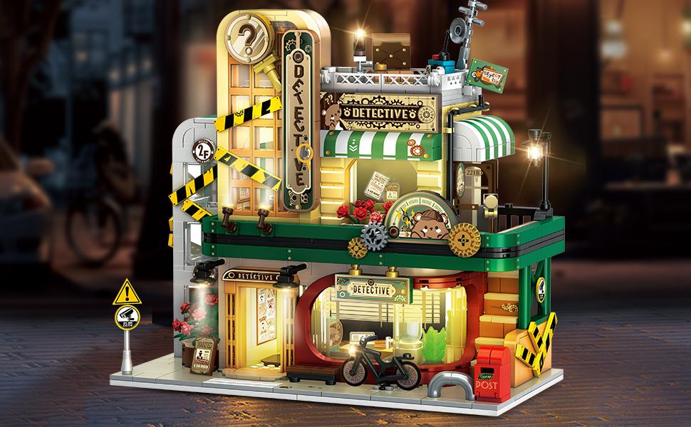 INSOON Detective Agency Building Set with LED Lights, 1231 Building Blocks for Adults, Teens, Kids, and Girls (6-12+), Office Construction Model