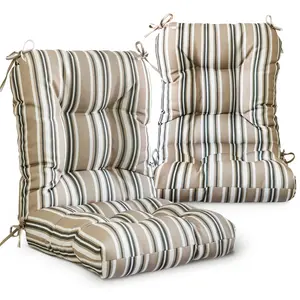 Tufted Outdoor/Indoor Seat/Back Chair Cushions, 2 Pack, 42'' x 21''