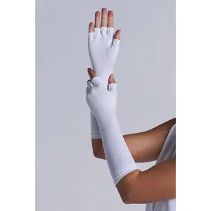 Unisex Bona Fingerless Mid-length Gloves | White