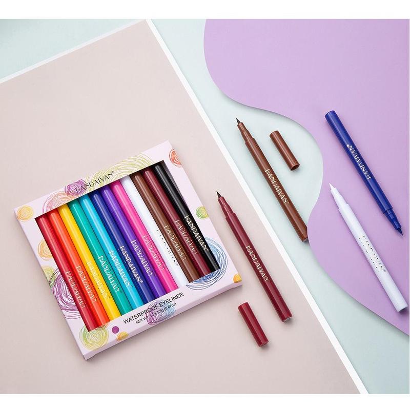 12 Colors Matte Liquid Eyeliner Set Rainbow Neon Waterproof Smudgeproof Long Lasting Gel Eye Liner Christmas Gift Kit for Women All Skin Types - Lipliner