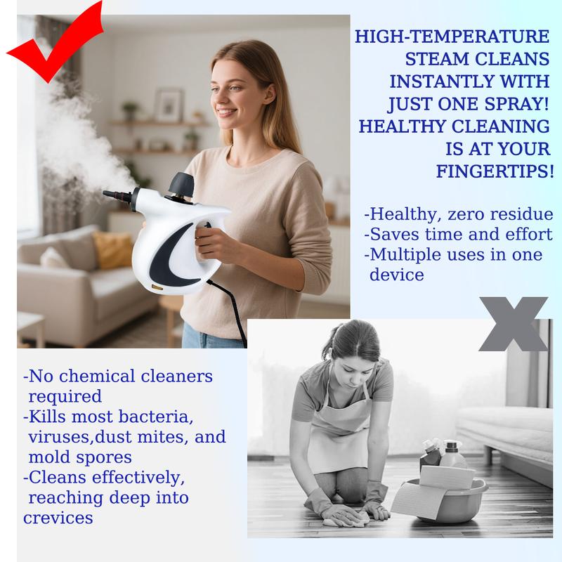 Pressurized Handheld Steam Cleaner Multi Surface Natural Steamer for Home Kitchen and Car with 11 Replacement Parts Multi Purpose Handheld Steamer and Portable Sanitizer