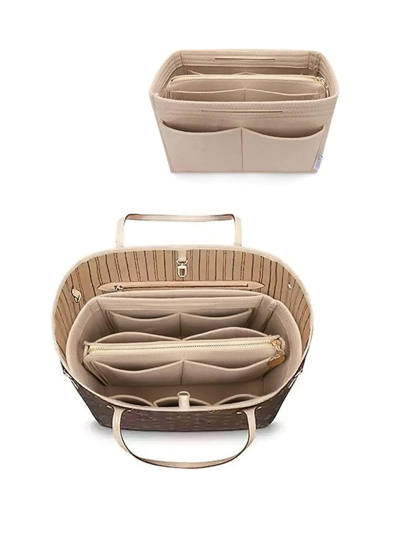 Organizer Insert, Felt Tote Bag Organizer Insert, Handbag Dividers for Inside Purse, Compatible with Longchamp, Neverful, Speedy and More, Travel Organization Pouch, Purse Organizer Pouches, Bag Accessories
