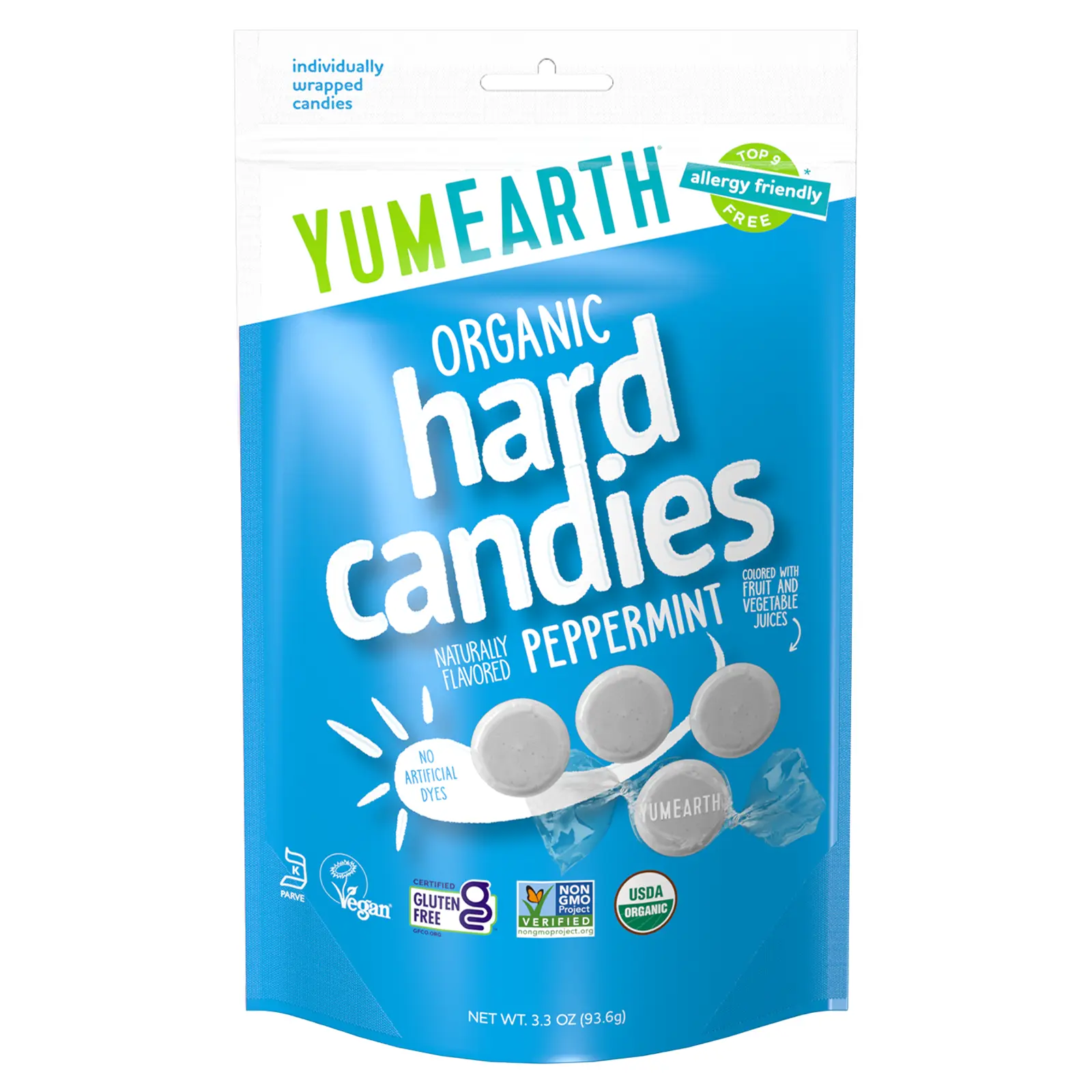 YumEarth Organic Hard Candies, Peppermint, 3.3 oz (93.6 g)