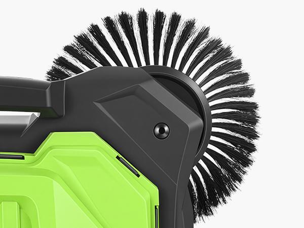 VEVOR Walk-Behind Hand Push Floor Sweeper, Manual Floor Sweeper Non-Electric with 25.6" Sweeping Width, 5 Gallons Waste Container & Adjustable Folding Handle for Yards Walkways Patios Garages - Green