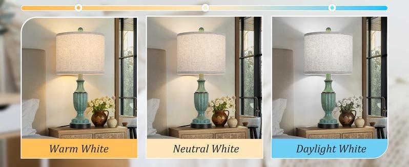 22" Farmhouse Table Lamps Set of 2, Rustic Vintage Table Lamps for Bedroom Nightstand, Antique Bedside Desk Lamps with Linen Shade