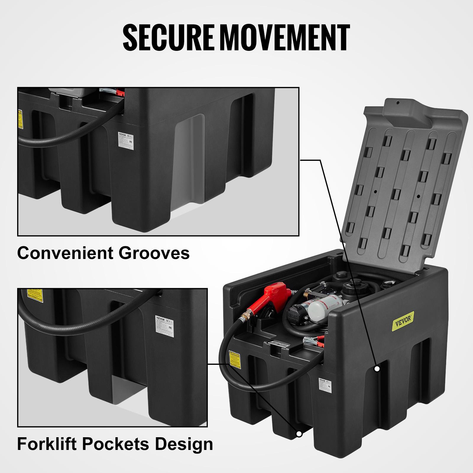 VEVOR Portable Diesel Tank, 58 Gallon Capacity & 10 GPM Flow Rate, Diesel Fuel Tank with 12V Electric Transfer Pump and 13.1ft Rubber Hose, PE Diesel Transfer Tank for Easy Fuel Transportation, Black