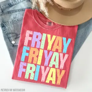 Comfort Colors Happy Friyay T-shirt, Retro Friyay Shirt, Trendy Friday, Teacher Shirt, Preppy Coquette Bow Shirt, Gift for Teacher, Back To School summer outfits